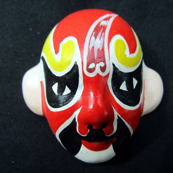 2 Miniature Peking Beijing Opera Masks Hand Painted Ceramic Asian Art - Picture 2 of 6